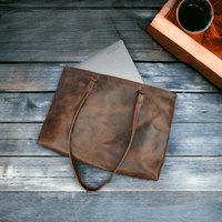 Denali Dark Vintage Brown Genuine Leather Large Tote Bag - Ranch Junkie Mercantile LLC 