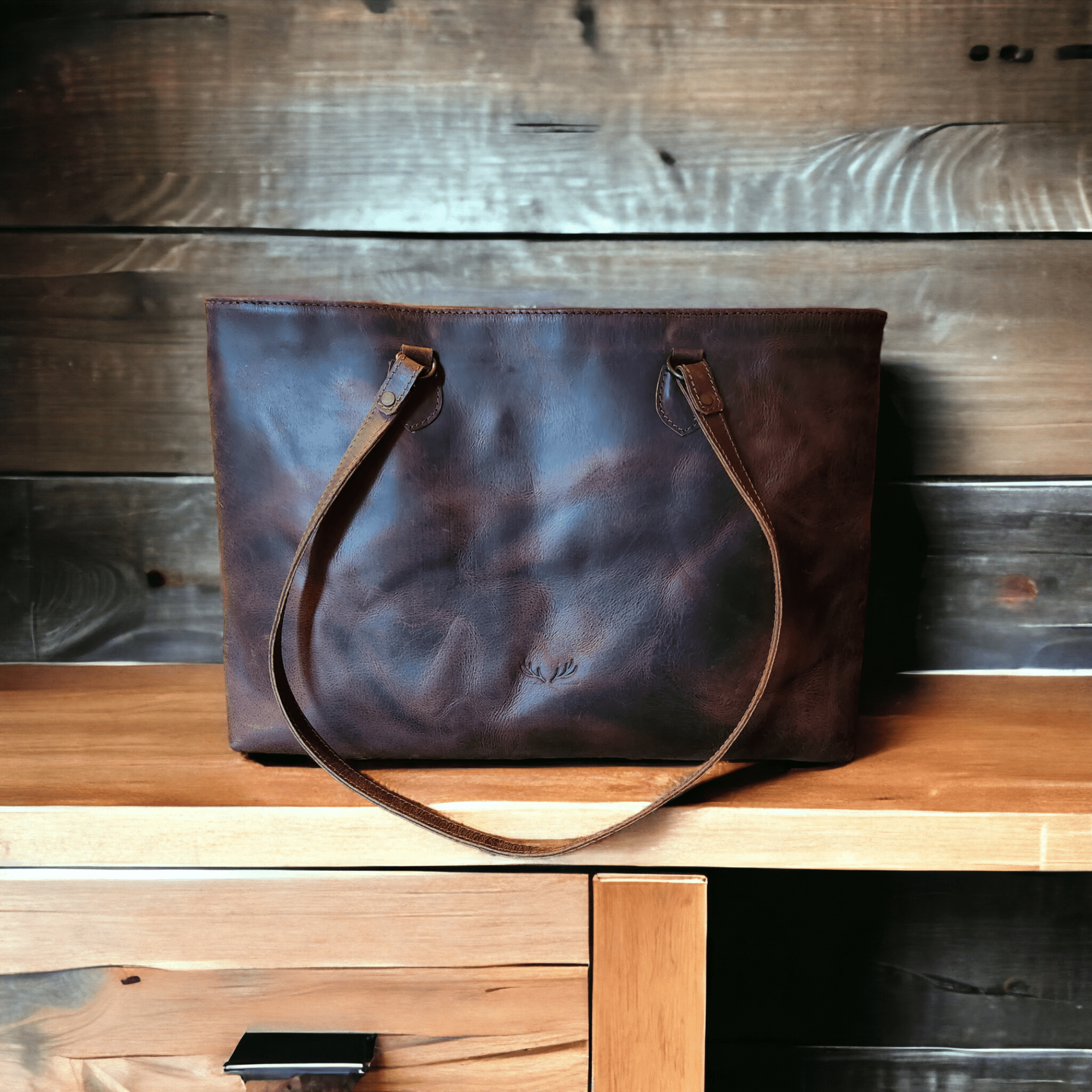 Denali Dark Vintage Brown Genuine Leather Large Tote - Ranch Junkie Mercantile LLC