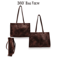 Denali Dark Vintage Brown Genuine Leather Large Tote Bag - Ranch Junkie Mercantile LLC 
