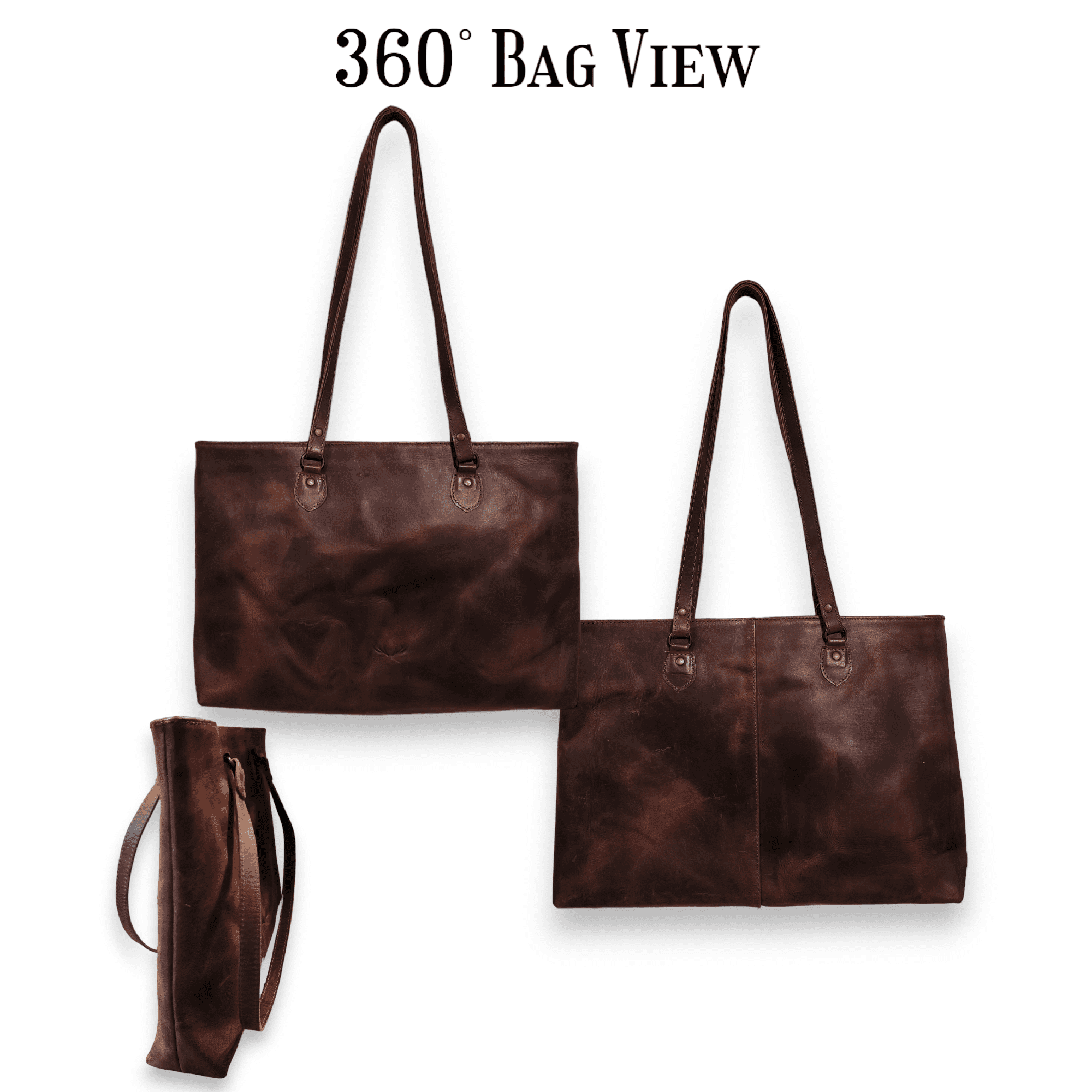 Denali Dark Vintage Brown Genuine Leather Large Tote Bag - Ranch Junkie Mercantile LLC 