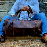 Bundle Deal Denali Leather Weekender + Denali Navigator Vintage Leather Large Messenger Bag - Ranch Junkie Mercantile LLC 