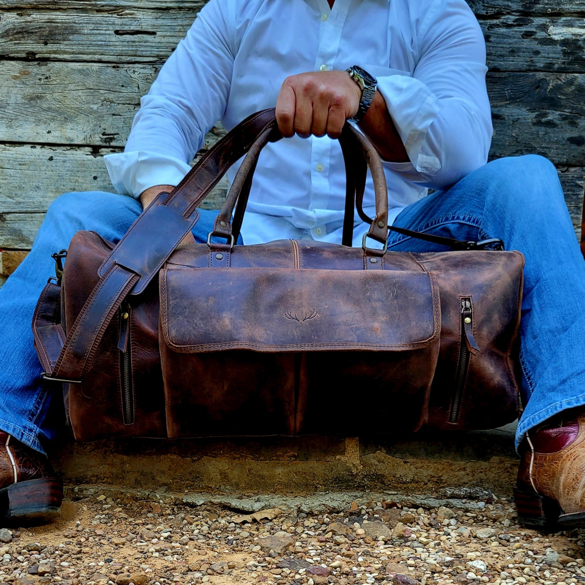 Bundle Deal Denali Leather Weekender + Denali Navigator Vintage Leather Large Messenger Bag - Ranch Junkie Mercantile LLC 