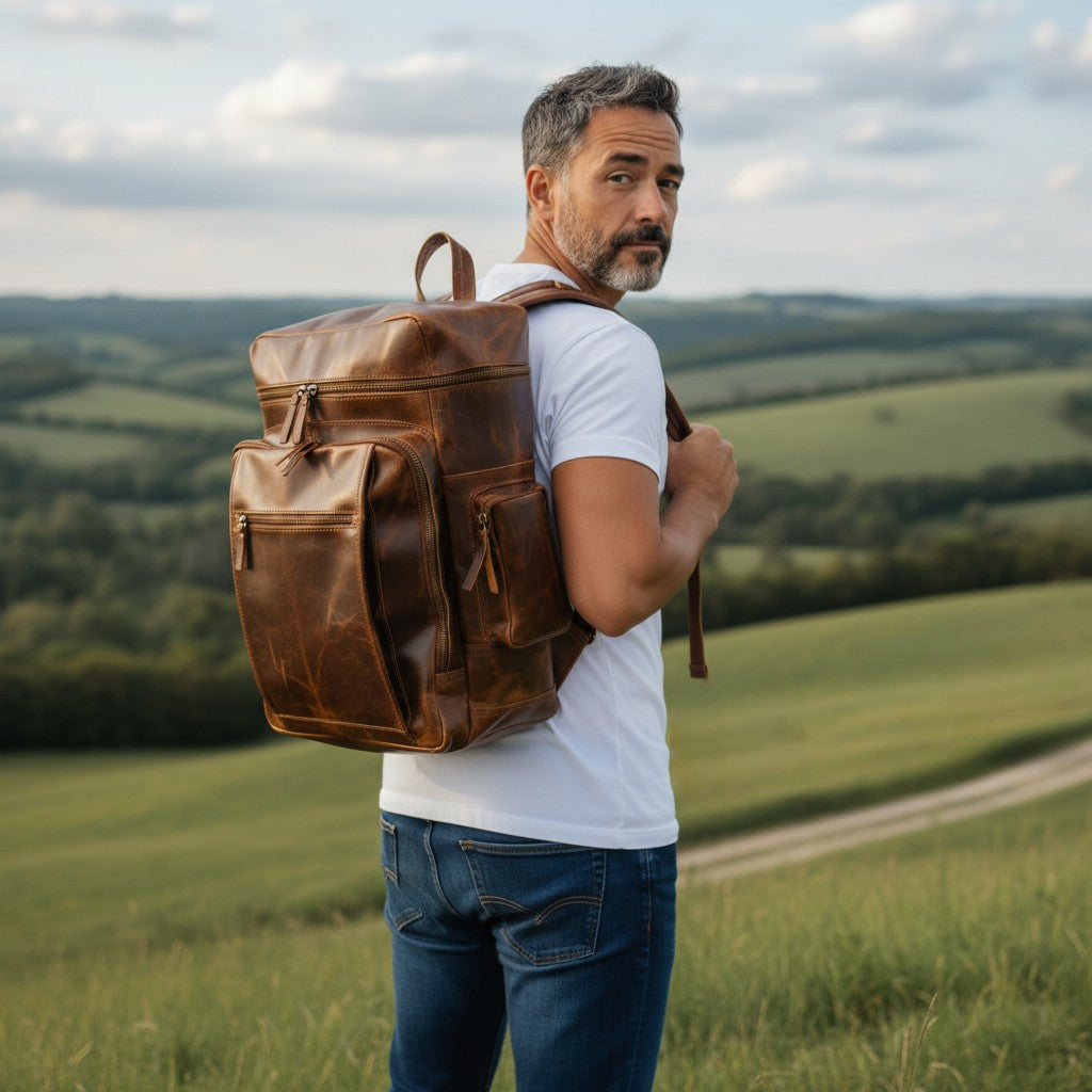 denali leather goods backpack Bundle Deal Weekender + Denali Leather application__Twitching Large inner compartment for Dam Quick 550N (VINTAGE, Color:Wild Oak