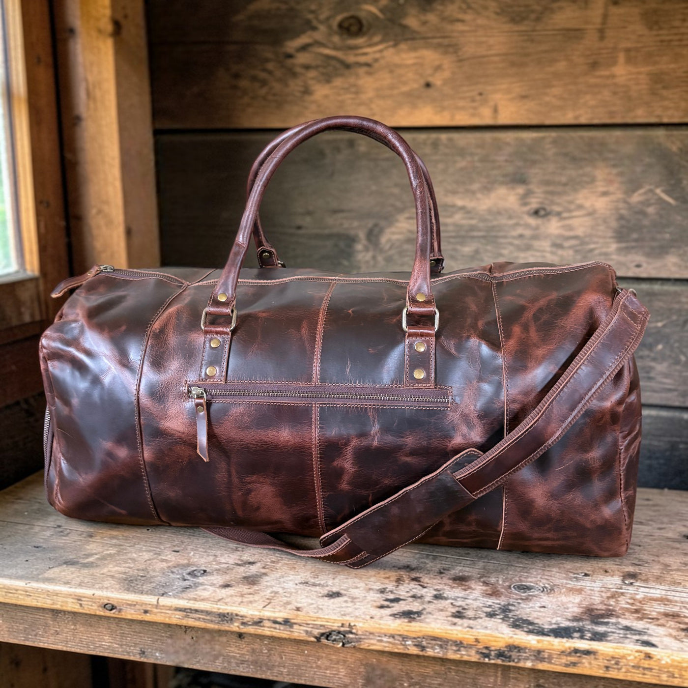 Sample Sale Denali Vintage Saddle Leather Weekender Leather Duffel Bag - Ranch Junkie LLC 