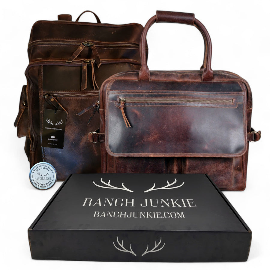 Bundle Deal Denali Navigator Large Leather Messenger Bag + Denali Leather Backpack - Ranch Junkie Mercantile LLC 