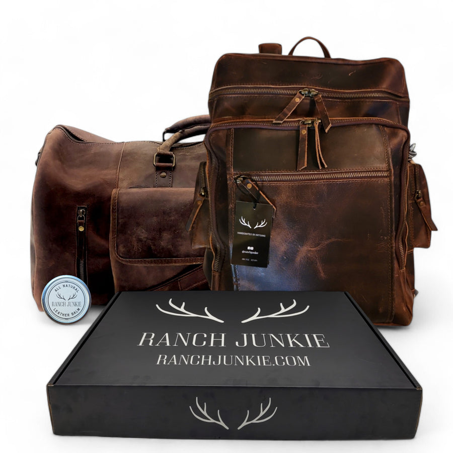 Bundle Deal Denali Leather Weekender + Denali Leather Backpack - Ranch Junkie Mercantile LLC 