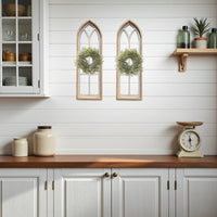 37" X 12" Farmhouse Wooden Wall Window Arches -Rustic Cathedral Wood Window- Dandelion - Ranch Junkie Mercantile LLC 