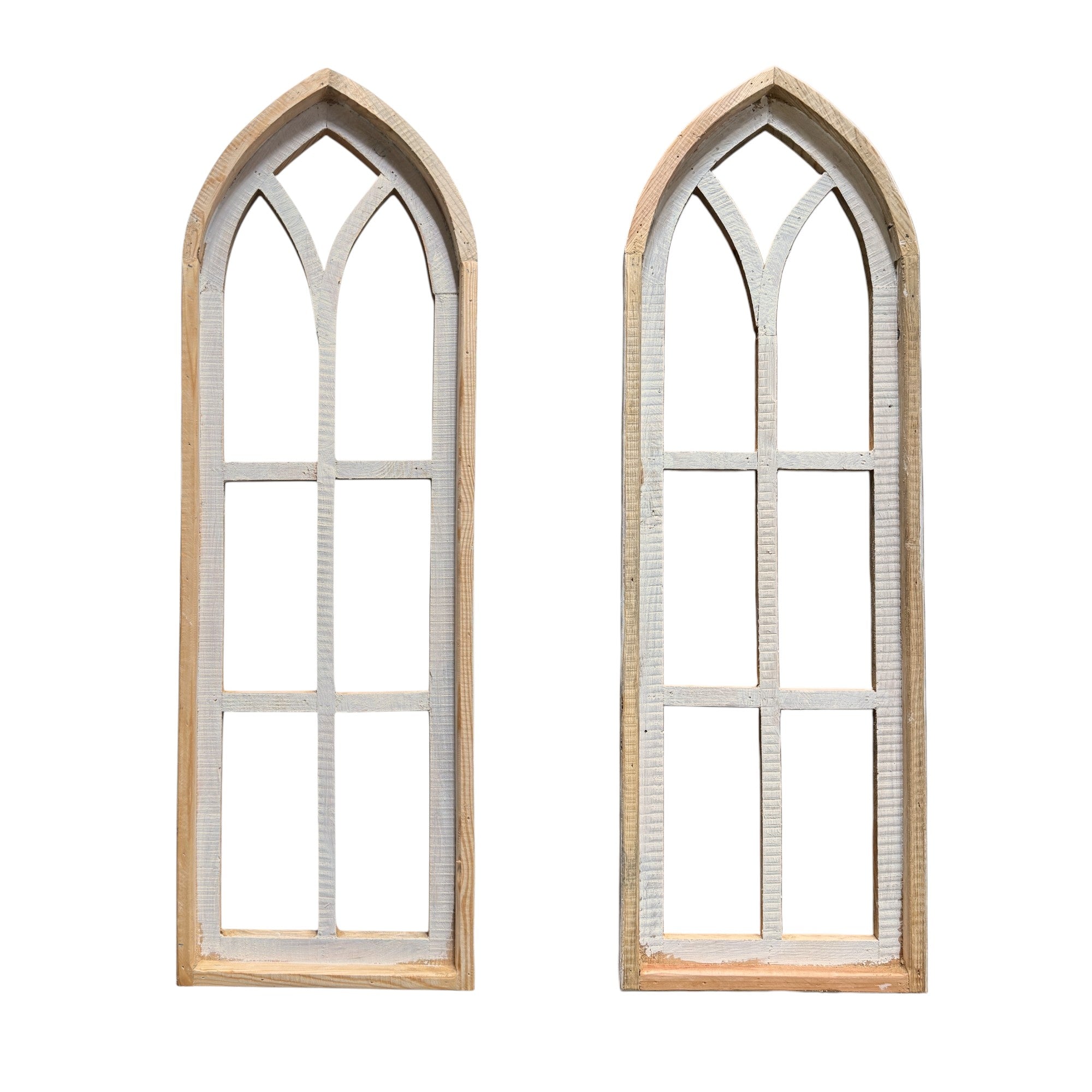 37" X 12" Farmhouse Wooden Wall Window Arches -Rustic Cathedral Wood Window- Dandelion - Ranch Junkie Mercantile LLC 