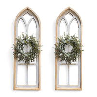 37" X 12" Farmhouse Wooden Wall Window Arches -Rustic Cathedral Wood Window- Dandelion - Ranch Junkie Mercantile LLC 