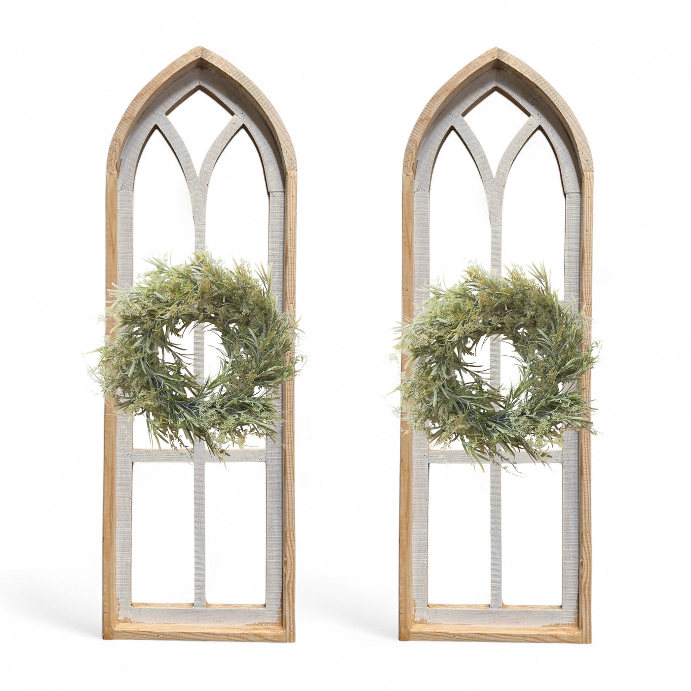 37" X 12" Farmhouse Wooden Wall Window Arches -Rustic Cathedral Wood Window- Dandelion - Ranch Junkie Mercantile LLC 
