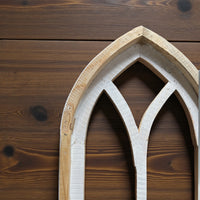 37" X 12" Farmhouse Wooden Wall Window Arches -Rustic Cathedral Wood Window- Dandelion - Ranch Junkie Mercantile LLC 