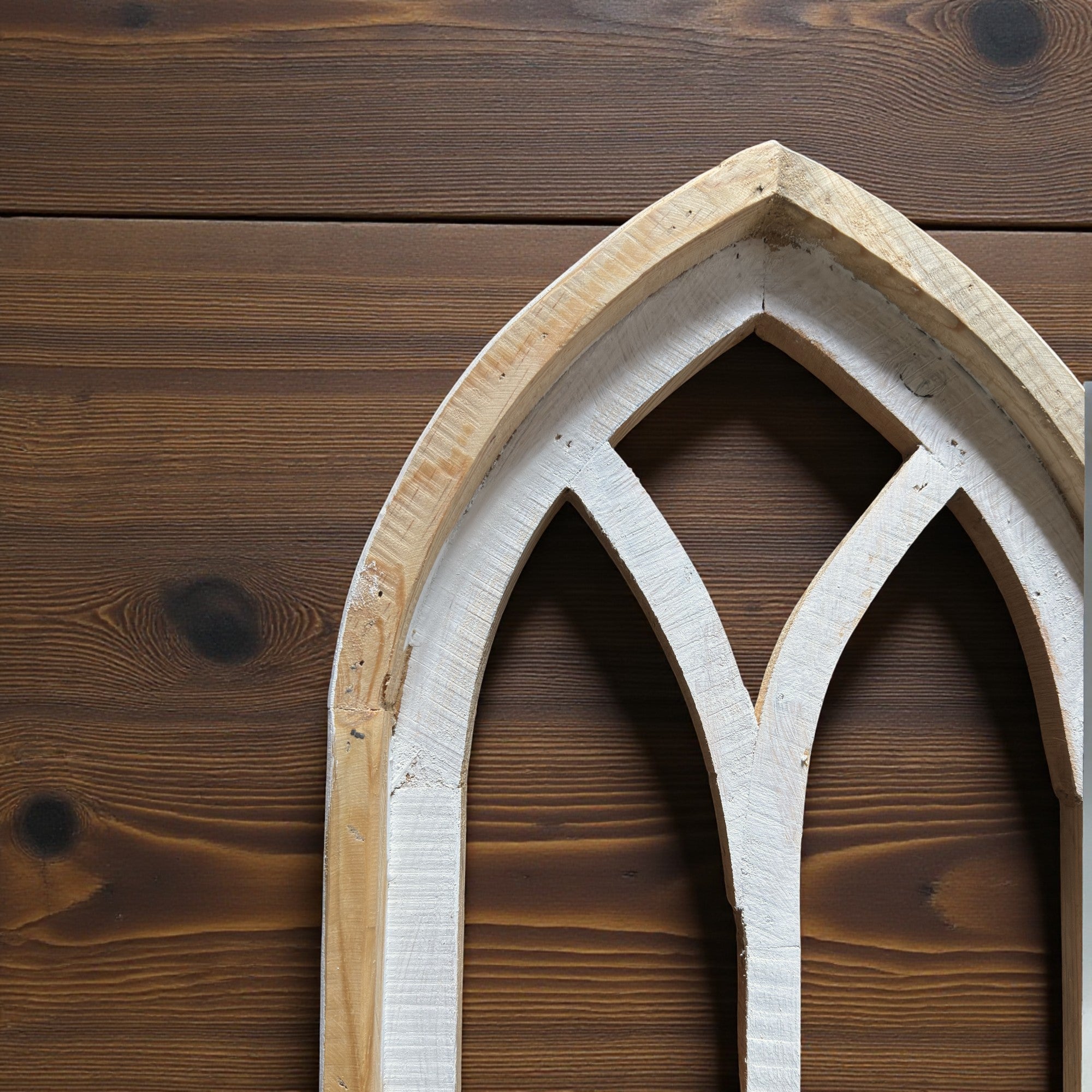 37" X 12" Farmhouse Wooden Wall Window Arches -Rustic Cathedral Wood Window- Dandelion - Ranch Junkie Mercantile LLC 