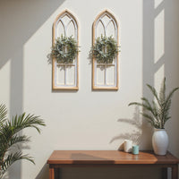 37" X 12" Farmhouse Wooden Wall Window Arches -Rustic Cathedral Wood Window- Dandelion - Ranch Junkie Mercantile LLC 