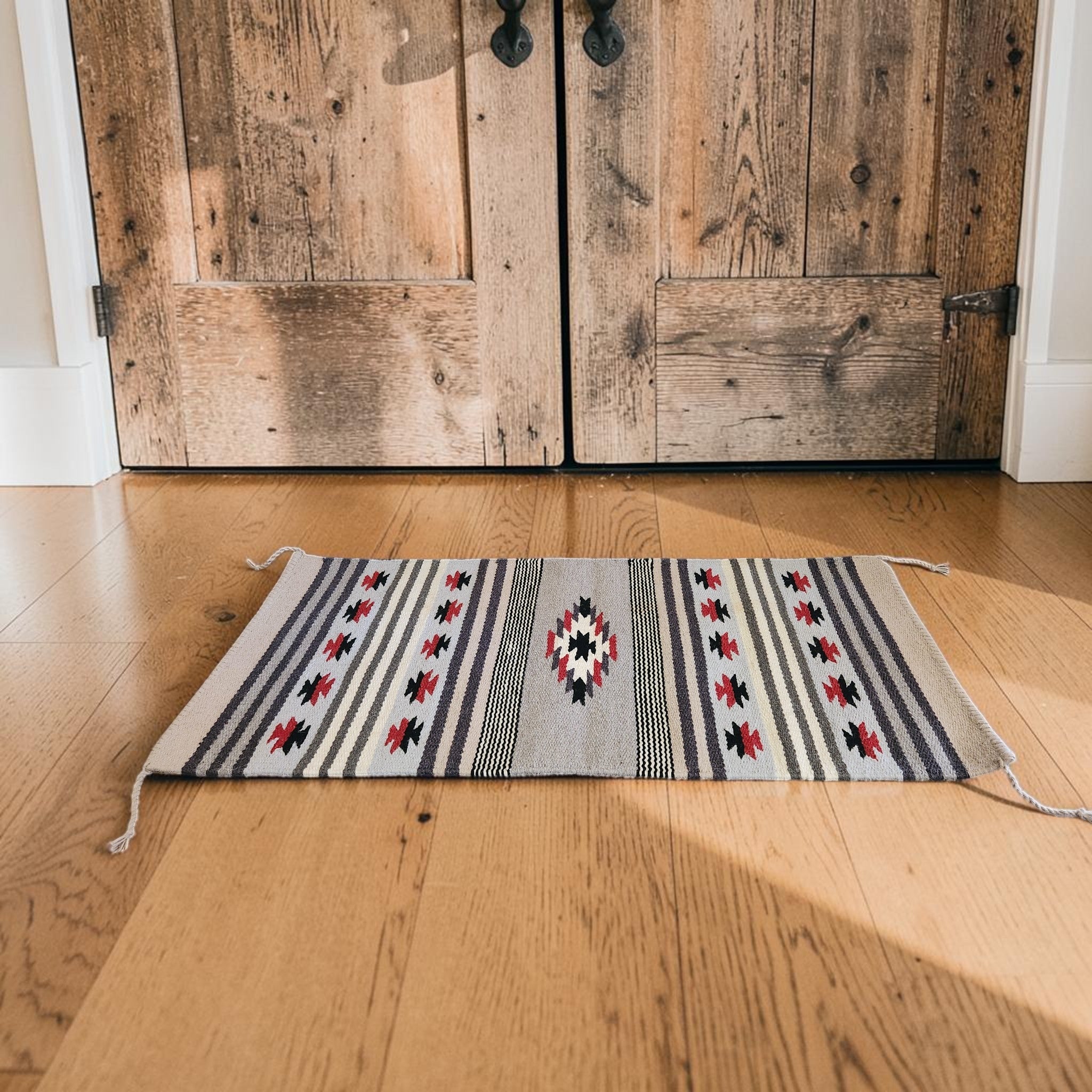 20" X 40" Handwoven Wool Southwestern Rug The Domingo Accent Rug - Ranch Junkie LLC 
