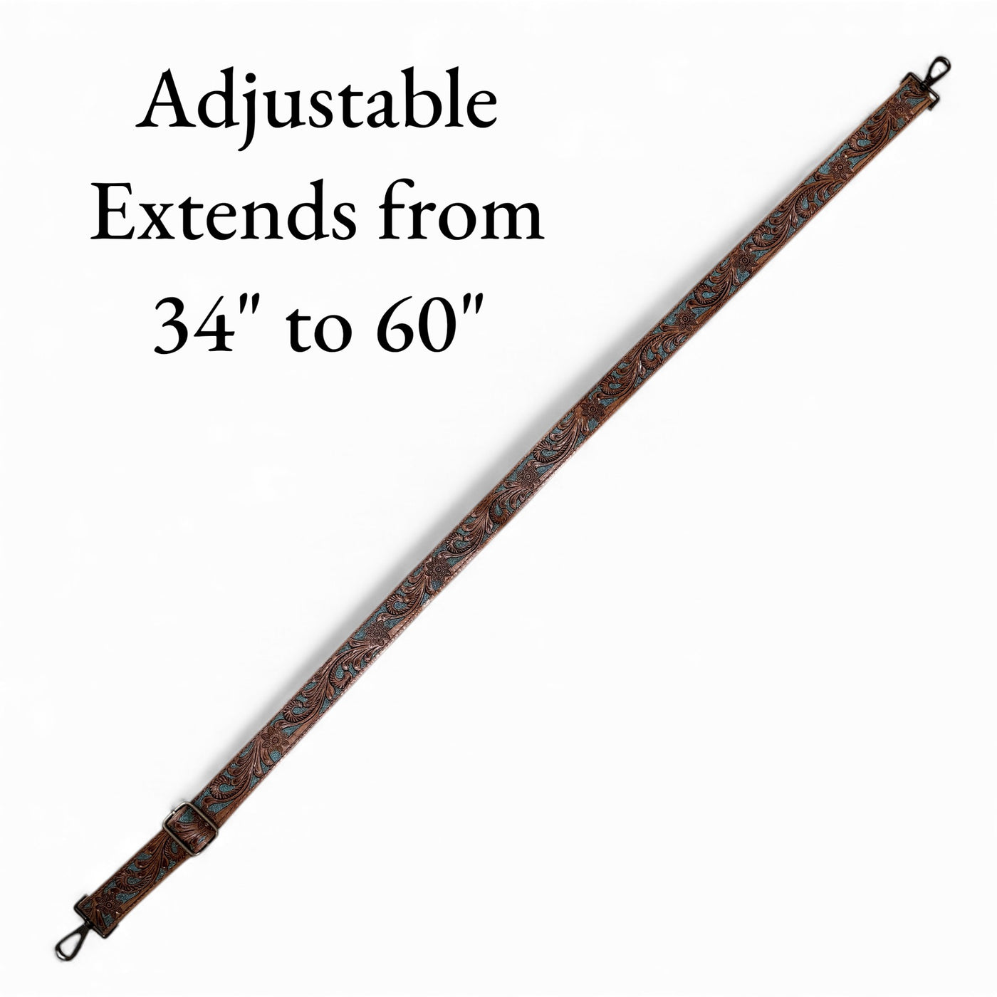 Dottie Adjustable Tooled Leather Western Bag Strap (34" to 60")