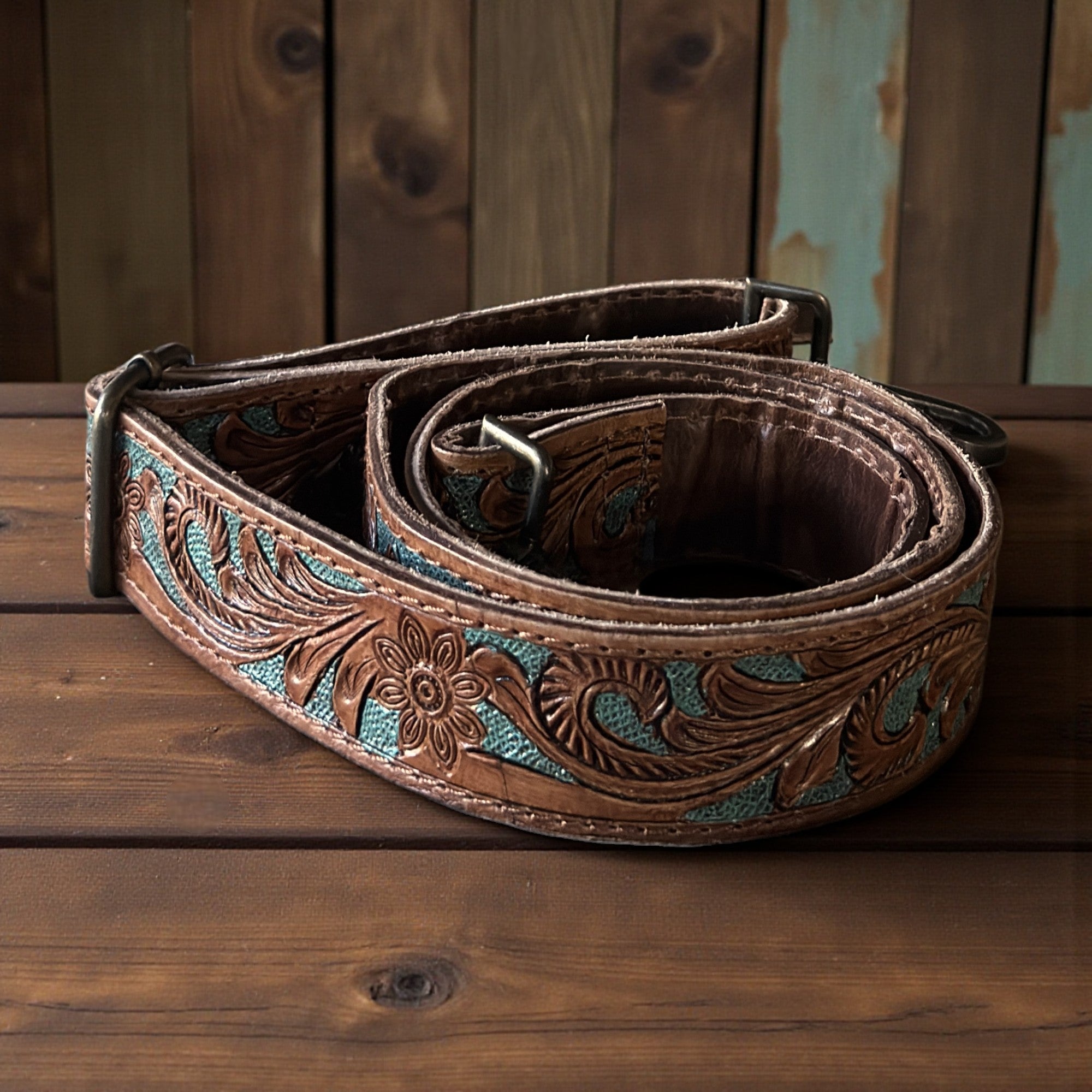 Dottie Adjustable Tooled Leather Western Bag Strap (34
