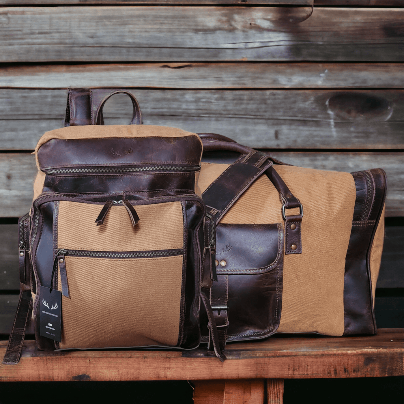 Bundle Deal Canvas/Leather Drifter Weekender Duffel Bag + Drifter Backpack - Ranch Junkie Mercantile LLC