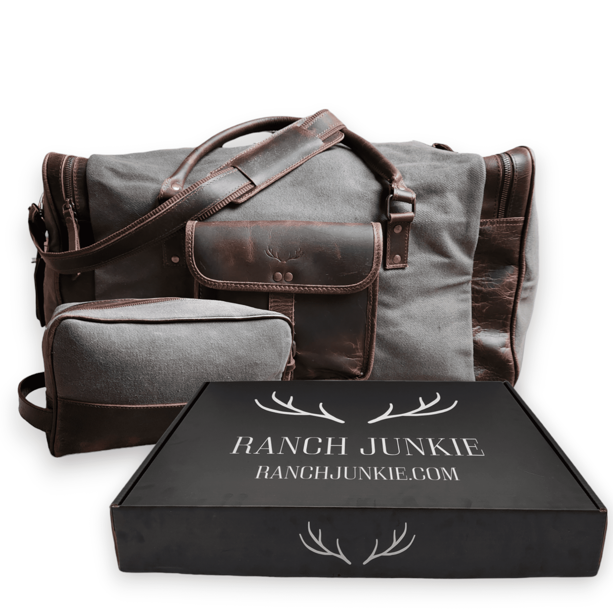 Bundle Deal Canvas/Leather Drifter Weekender Duffel Bag + Toiletry Bag - Ranch Junkie Mercantile LLC