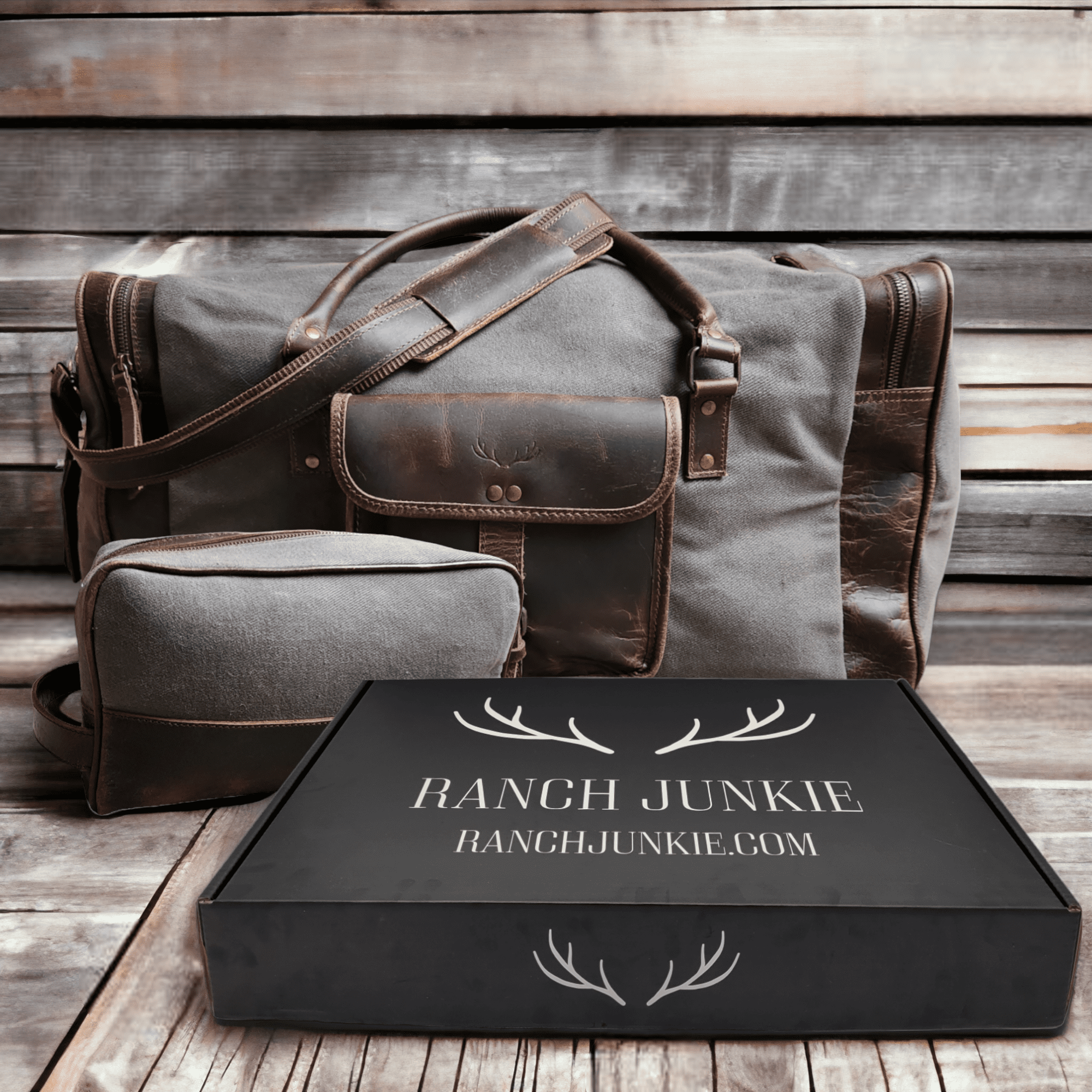 Bundle Deal Canvas/Leather Drifter Weekender Duffel Bag + Toiletry Bag - Ranch Junkie Mercantile LLC