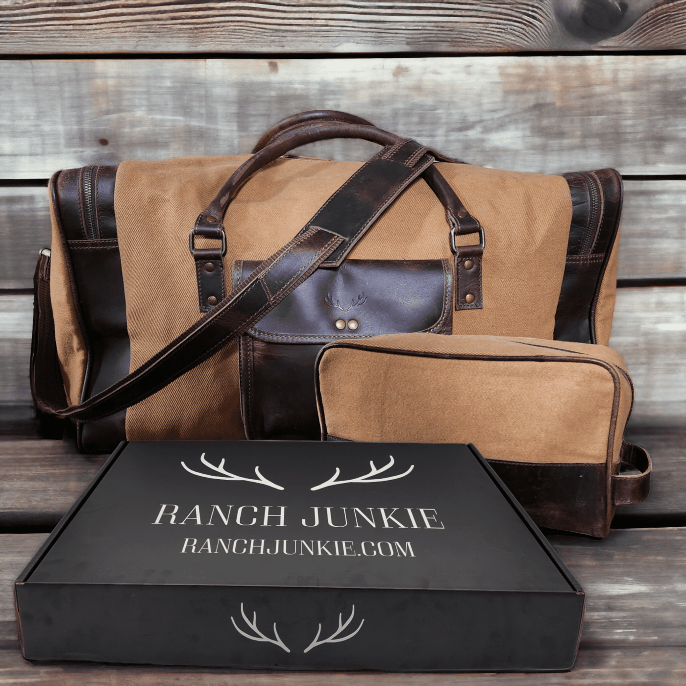 Bundle Deal Canvas/Leather Drifter Weekender Duffel Bag + Toiletry Bag - Ranch Junkie Mercantile LLC