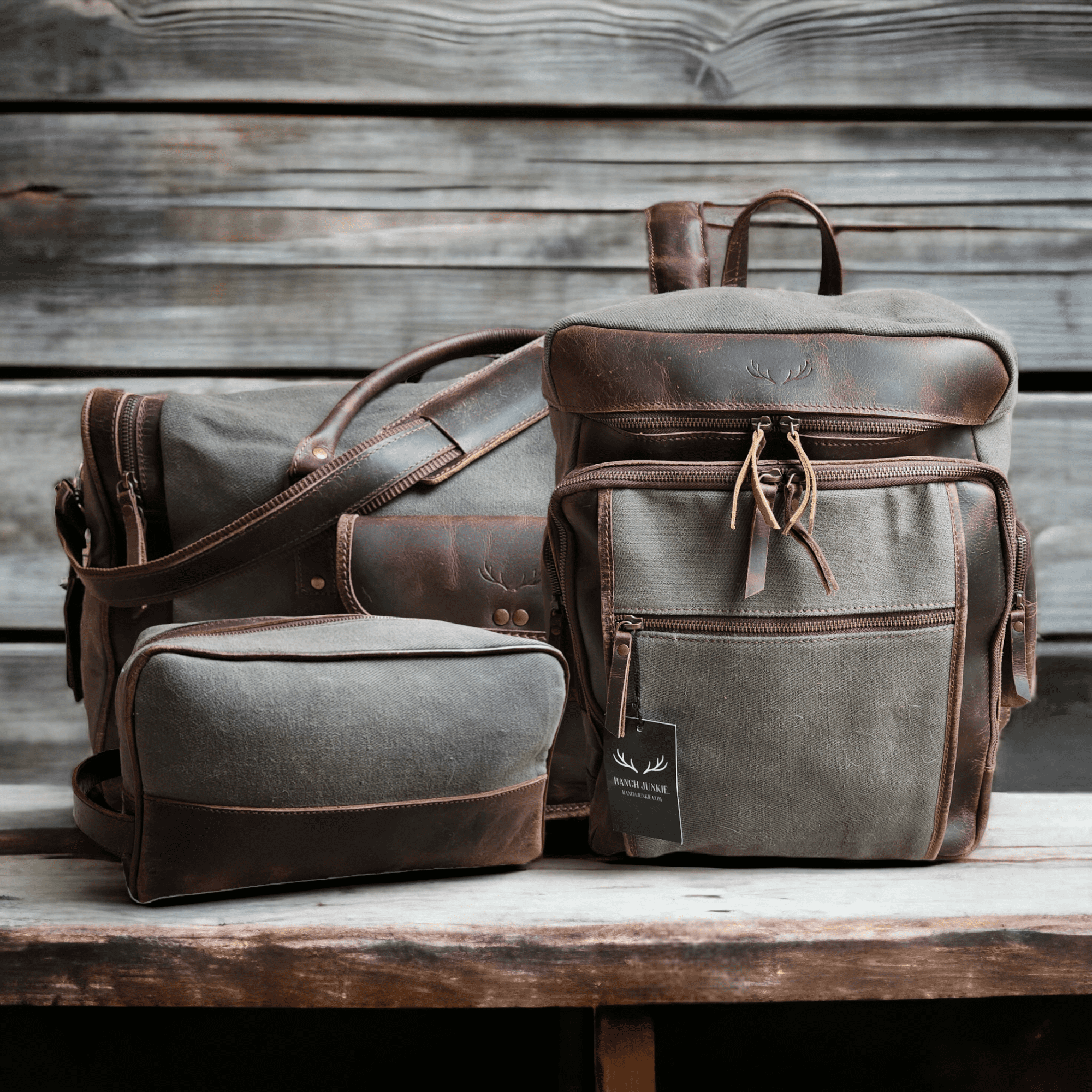 Mega Bundle Deal Canvas/Leather Drifter Duffel + Backpack + Toiletry Bag - Ranch Junkie Mercantile LLC