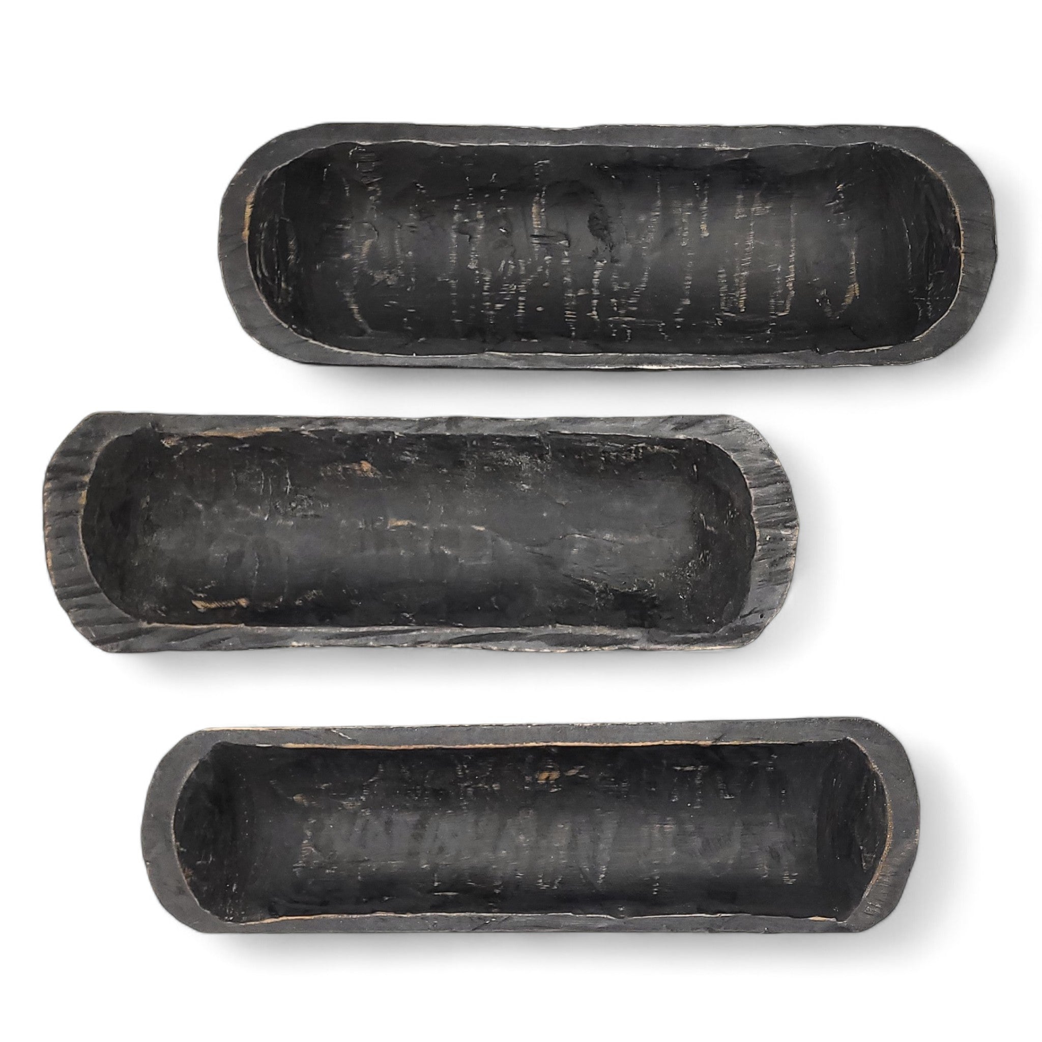 18"-21" Long Rustic Ebony Baguette Dough Bowl, Decorative Bowl New Dawn Ebony - Ranch Junkie Mercantile LLC 