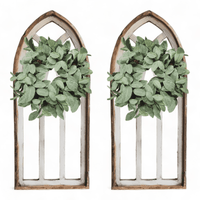 48" X 21" Farmhouse Wood Cathedral Window Rustic White- The Farmhouse Cathedral Window - Ranch Junkie Mercantile LLC