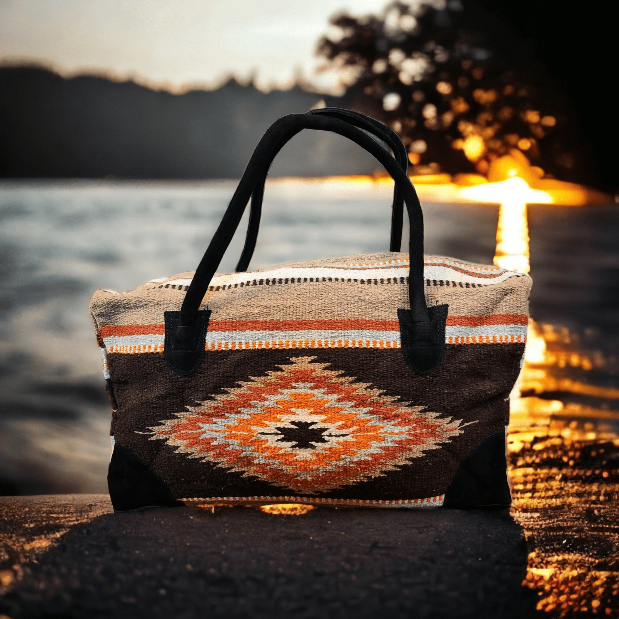 Southwestern Large Weekender Travel Bag Duffle Bag Boho Travel Bag- The Granada Go West Weekender - Ranch Junkie Mercantile LLC 