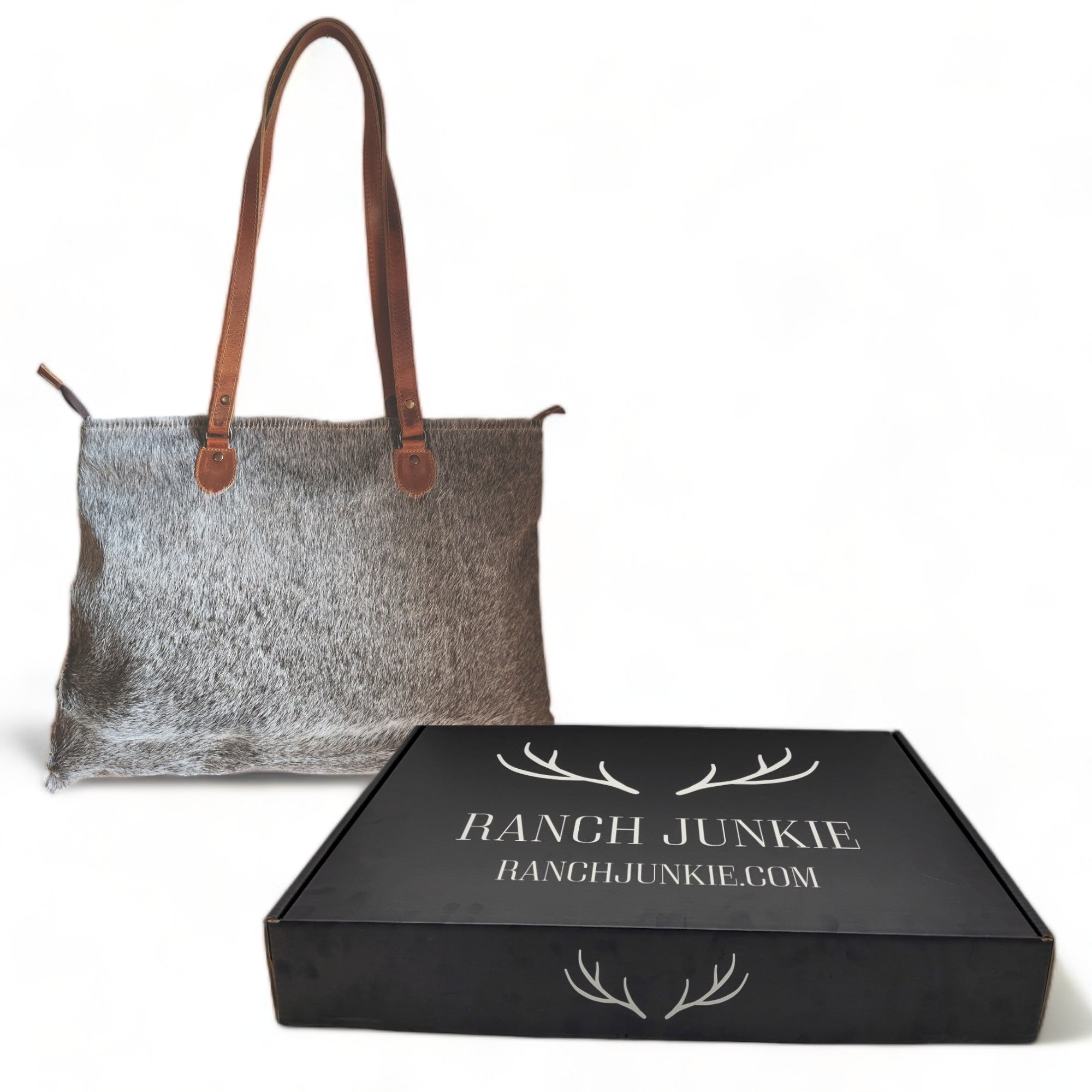 Genuine Cowhide Large Tote Highlands Black Cowhide Tote - Ranch Junkie Mercantile LLC 