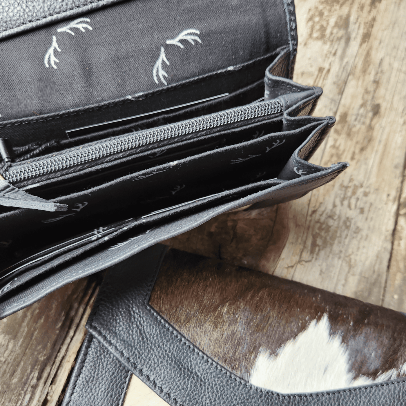 Mega Bundle Deal -The Highlands Large Genuine Cowhide Weekender Duffel Black+ Black Cowhide Tote + Black Envelope Cowhide Wallet - Ranch Junkie Mercantile LLC 