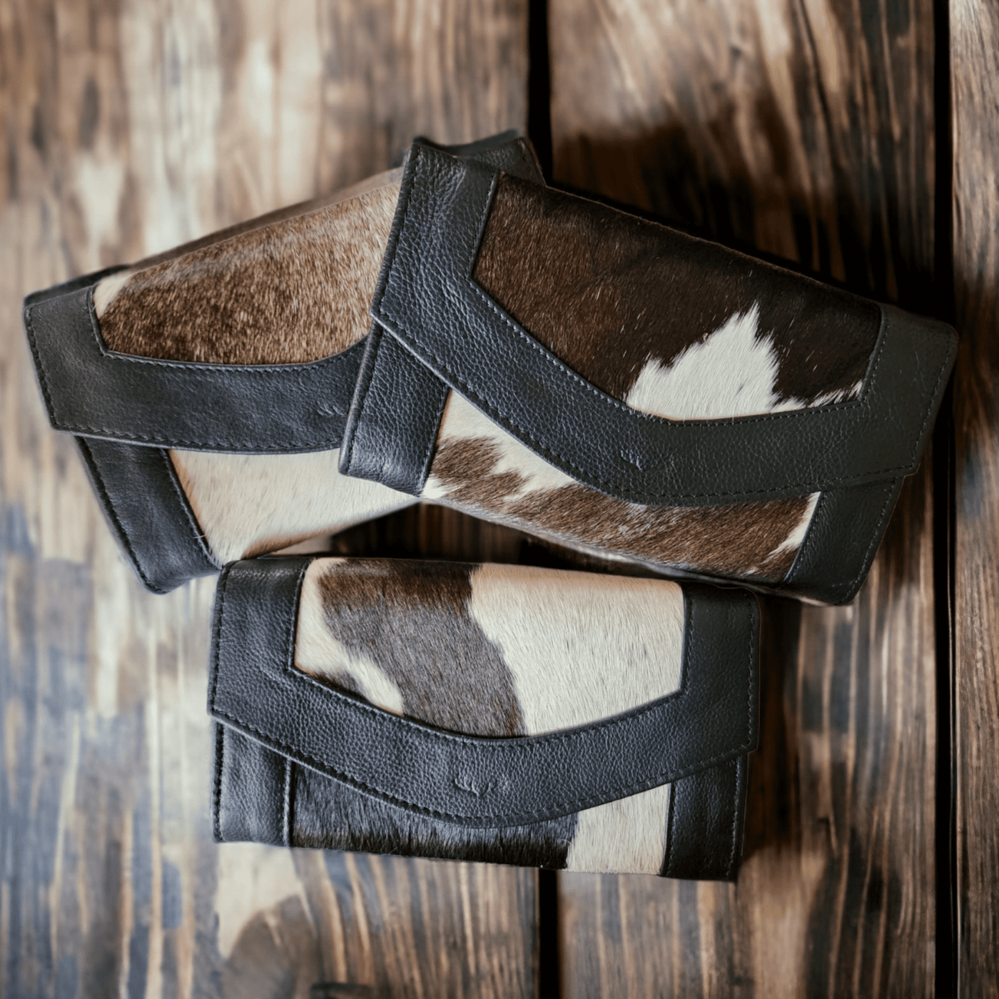 Mega Bundle Deal -The Highlands Large Genuine Cowhide Weekender Duffel Black+ Black Cowhide Tote + Black Envelope Cowhide Wallet - Ranch Junkie Mercantile LLC 