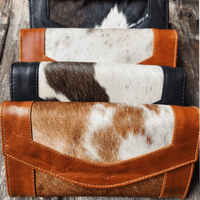Genuine Cowhide Full Size Large Wallet-Cowhide Highlands Envelope Wallet - Ranch Junkie Mercantile LLC 