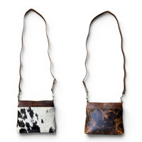 Sample Sale #1 Highlands Handcrafted Cowhide And Leather Crossbody- Cowhide Crossbody - Ranch Junkie LLC