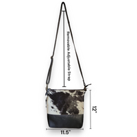 Genuine Cowhide Large Crossbody Bag Black Crossbody Highlands Purse - Ranch Junkie Mercantile LLC 