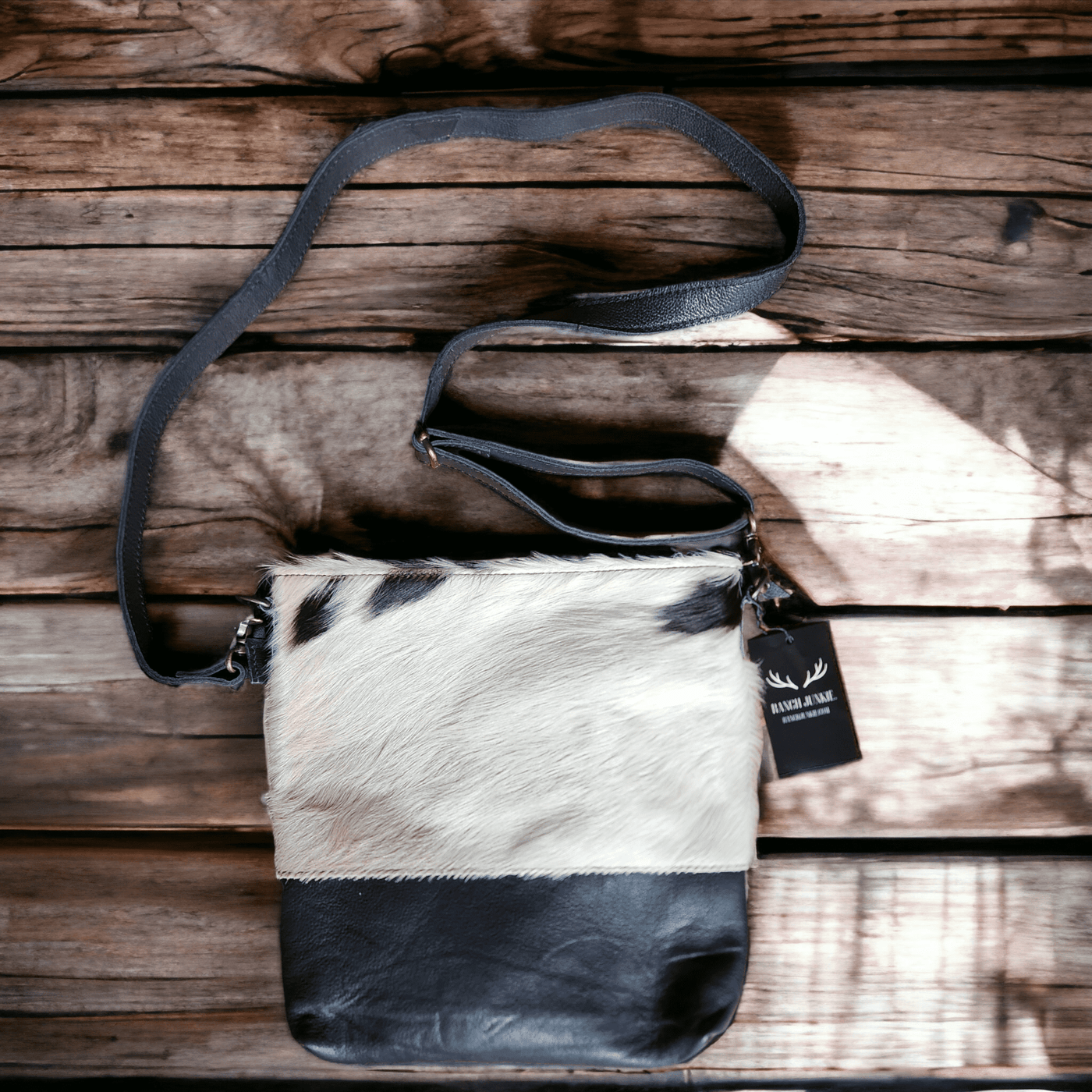 Sample Sale Highlands Genuine Cowhide Large Black Crossbody Bag Crossbody Purse #3 - Ranch Junkie Mercantile LLC