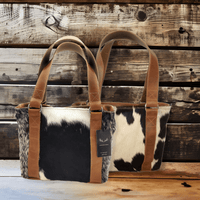 Bundle Deal -The Black Highlands Large Genuine Cowhide Weekender Duffel Bag+ Black Tote Cowhide Purse - Ranch Junkie Mercantile LLC