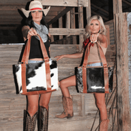 Bundle Deal -The Black Highlands Large Genuine Cowhide Weekender Duffel Bag+ Black Tote Cowhide Purse - Ranch Junkie Mercantile LLC
