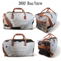 Sample Sale Highlands Saddle Tricolor Large Genuine Cowhide Weekender Cowhide Duffel #6