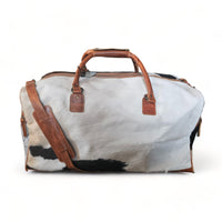 Sample Sale Highlands Saddle Tricolor Large Genuine Cowhide Weekender Cowhide Duffel #6