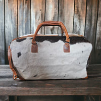 Sample Sale Highlands Saddle Tricolor Large Genuine Cowhide Weekender Cowhide Duffel #6