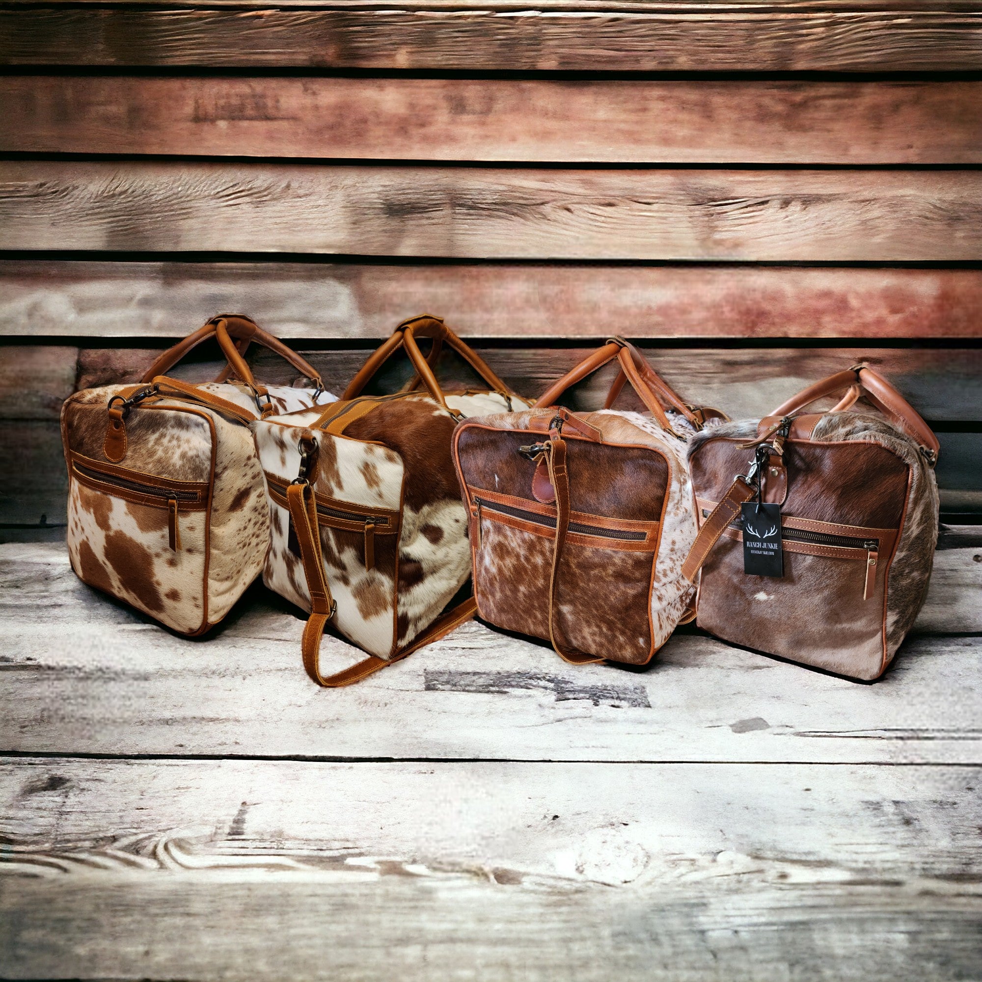 Genuine Cowhide Duffel Bag The Highlands Saddle Large Cowhide Duffel - Ranch Junkie Mercantile LLC 
