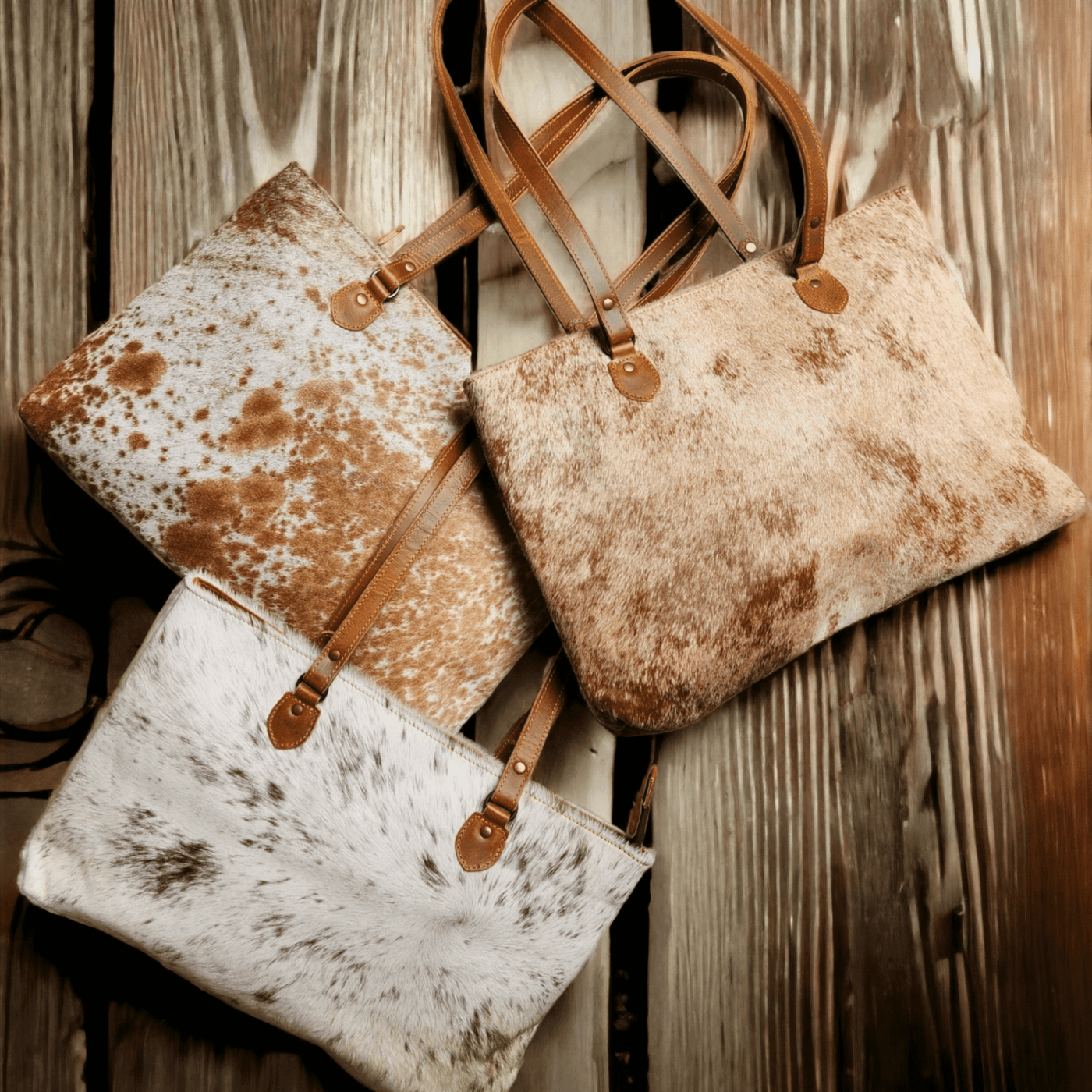 Bundle Deal -The Highlands Cowhide Large Tote Saddle + Envelope Cowhide Large Wallet Saddle - Ranch Junkie Mercantile LLC