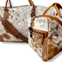 Mega Bundle Deal -The Highlands Large Genuine Cowhide Weekender Duffel Saddle+ Saddle Crossbody +Wristlet Clutch Saddle - Ranch Junkie Mercantile LLC