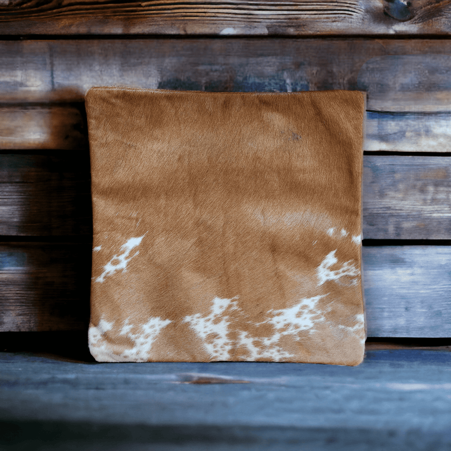 Sample Sale Highlands Genuine Cowhide Caramel Pillow Cover - Ranch Junkie Mercantile LLC