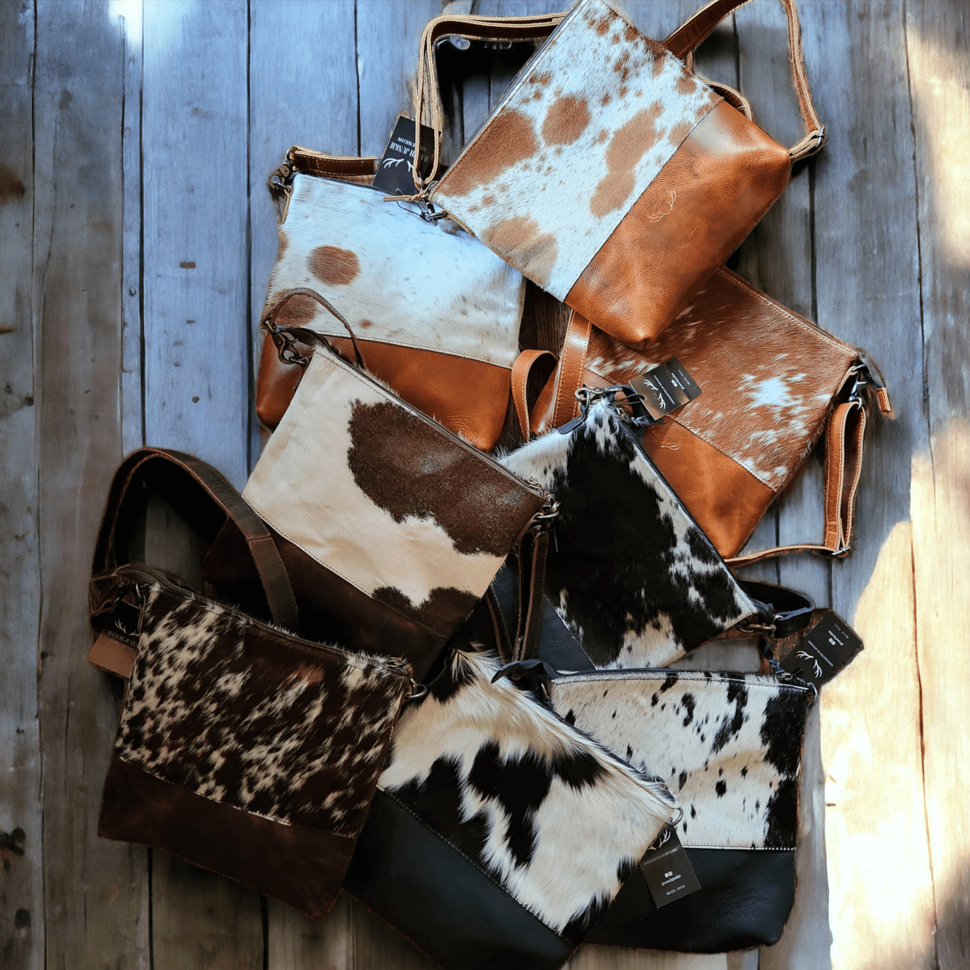 Bundle Deal -The Highlands Cowhide Crossbody Purse + Cowhide Credit Card Wallet - Ranch Junkie Mercantile LLC