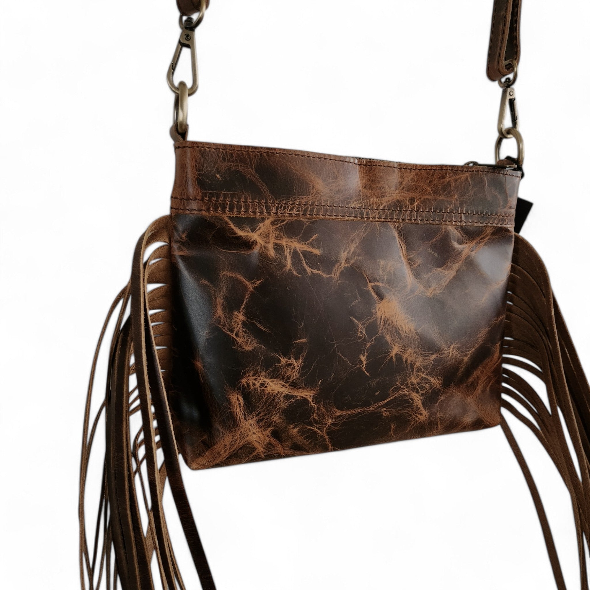 Highlands Handcrafted Cowhide And Vintage Leather Crossbody- Cowhide Crossbody - Ranch Junkie Mercantile LLC 