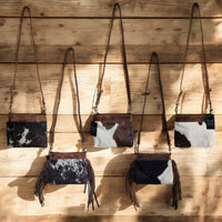 Highlands Handcrafted Cowhide And Vintage Leather Crossbody- Cowhide Crossbody - Ranch Junkie Mercantile LLC 