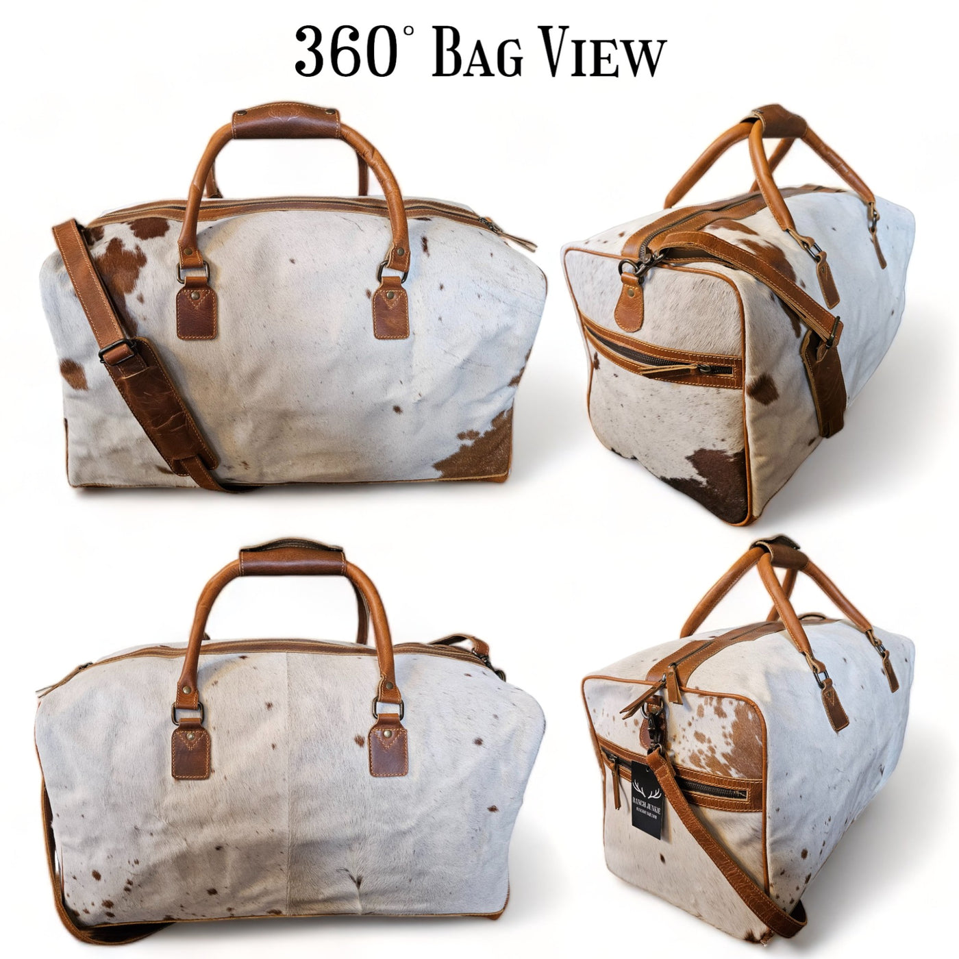 Sample Sale Highlands Saddle Large Genuine Cowhide Weekender Cowhide Duffel #12