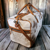 Sample Sale Highlands Saddle Large Genuine Cowhide Weekender Cowhide Duffel #11