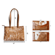 Bundle Deal -The Highlands Cowhide Large Tote Saddle + Envelope Cowhide Large Wallet Saddle - Ranch Junkie Mercantile LLC